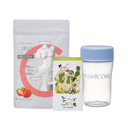 【ポイント交換品】CURVY LINE PROTEIN ストロベリー 140g+シェイカー+とれこれ30包セット(カタログ)